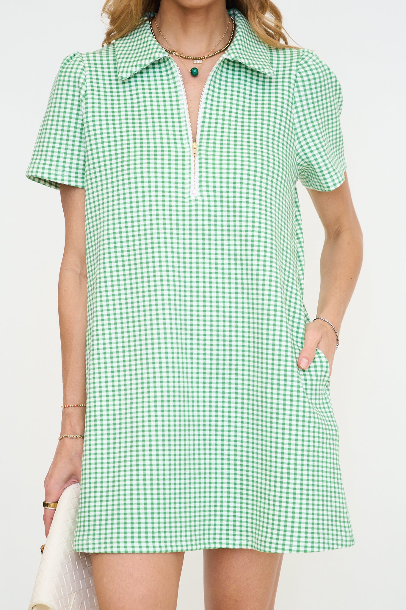 Gingham Zip Up Mini Dress – Lady Hart