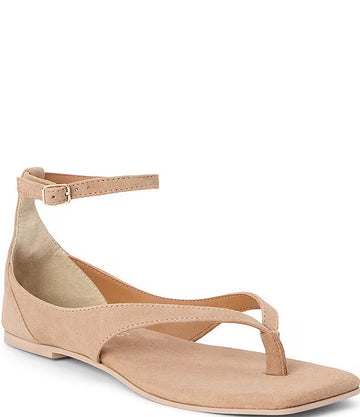 Kerry Suede Ankle Strap Thong Sandals