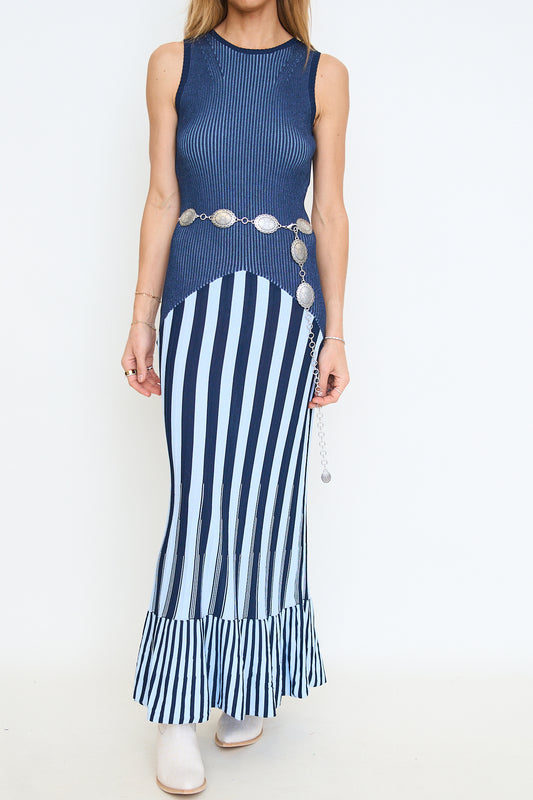 Two Tone Striped Knit Dress