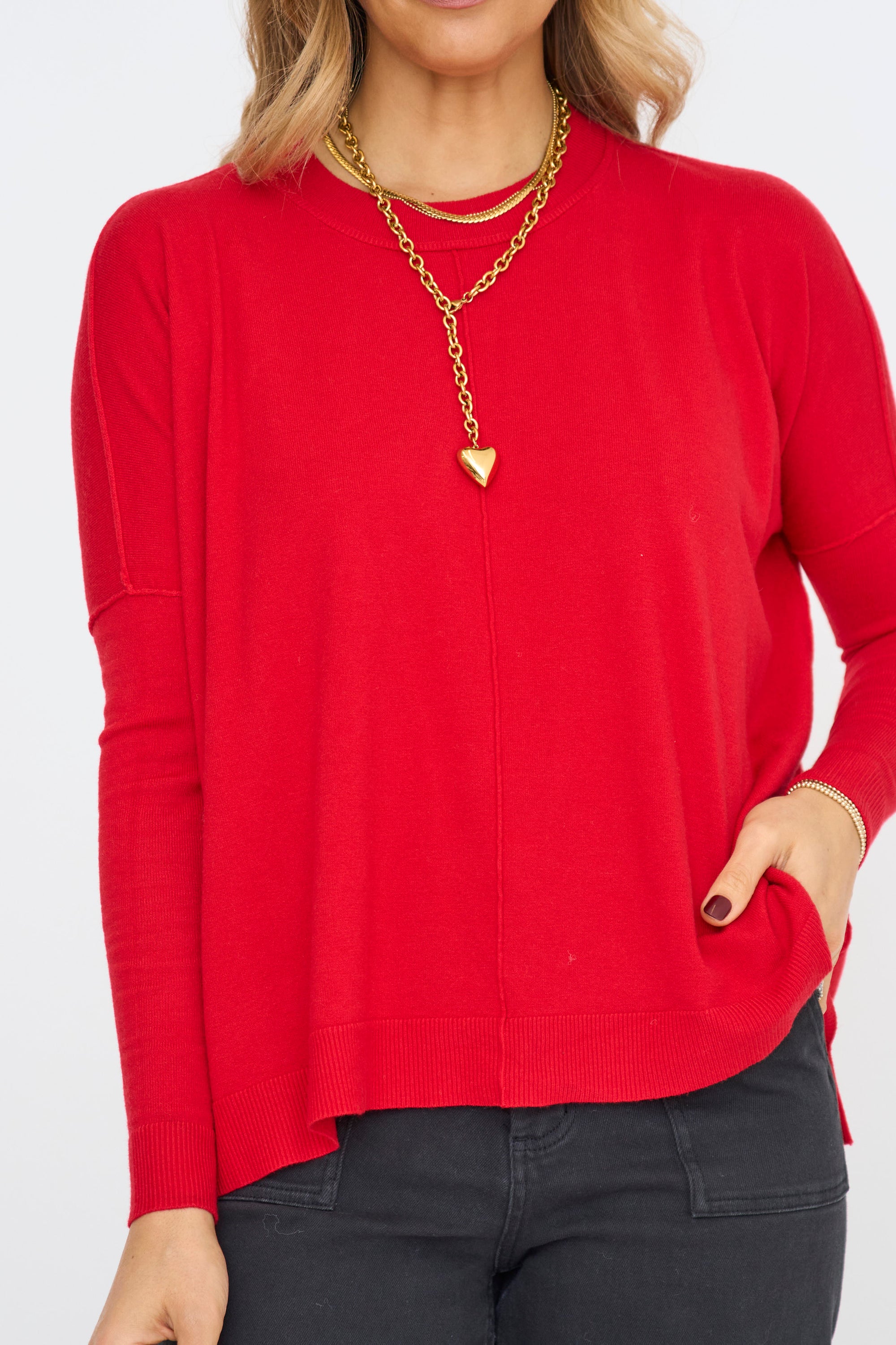 Red Novelty Crew Neck Sweater