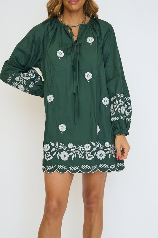 Tessa Embroidered Long Sleeve Mini Dress