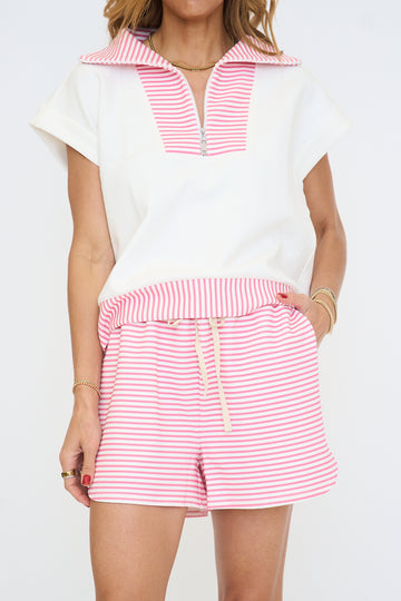 Striped Cap Sleeve Short Set
