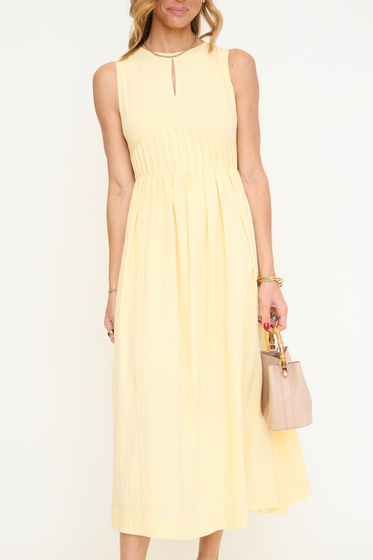 Sleeveless Pintuck Waist Detail Midi Dress