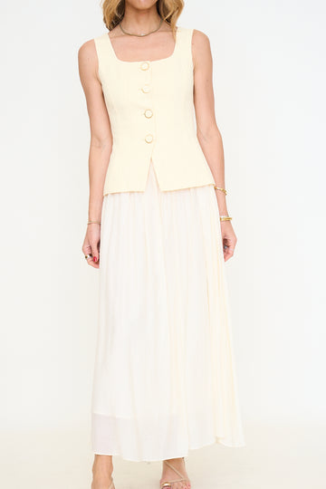 Square Neck Vest Mix Media Dress