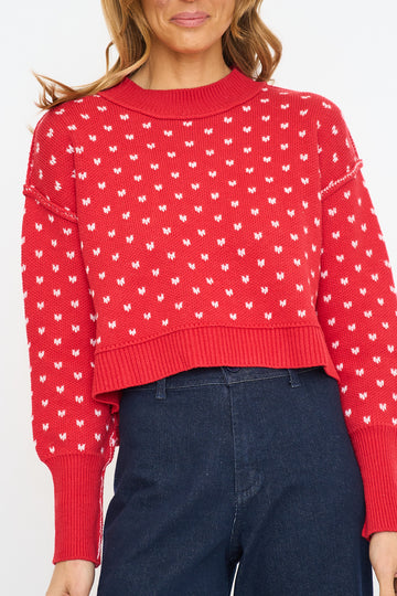 Micro Heart Print Sweater