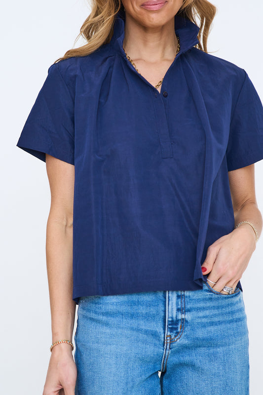 Stand Collar Short Sleeved Shirt