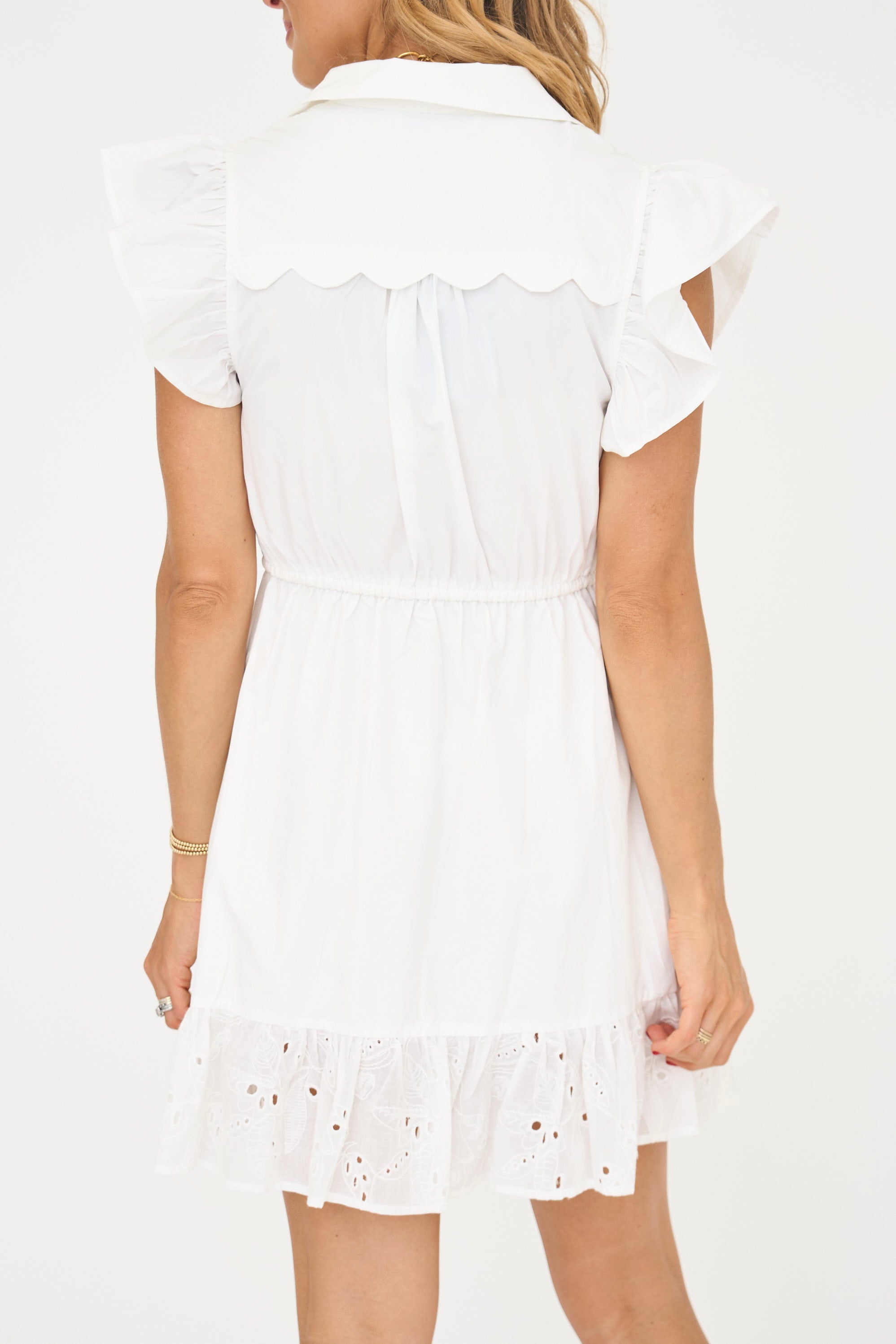 Reese White Tie Waist Shirt Dress