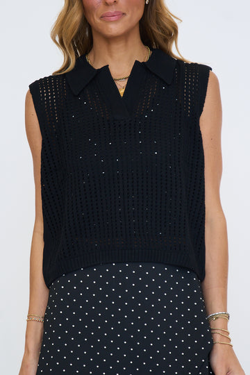Kennedy Collared Sweater Vest Top