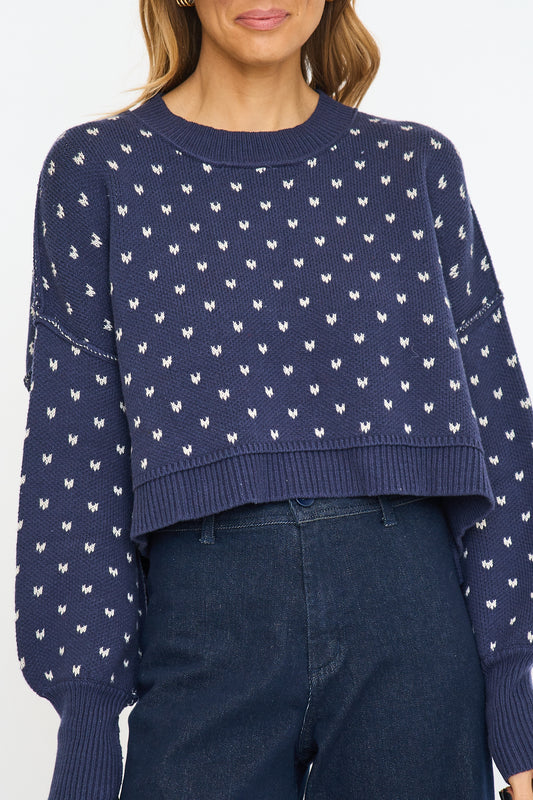 Micro Heart Print Sweater