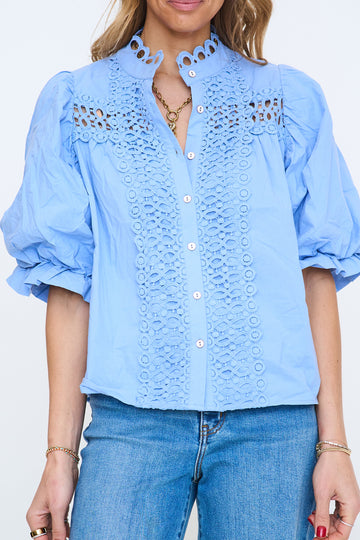 Trim Detail Button Down Blouse