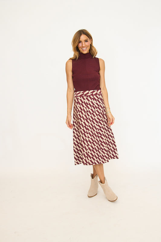 Katalina Geo Print Knit Midi Skirt