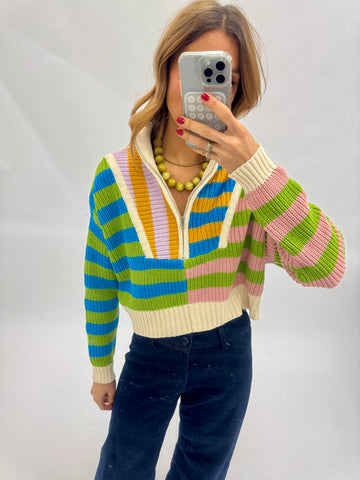 Colorburst Half Zip Collared Sweater