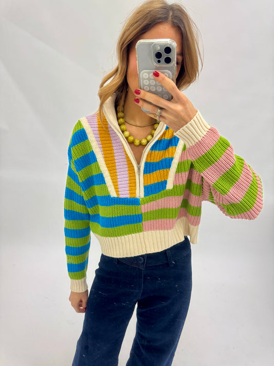 Colorburst Half Zip Collared Sweater