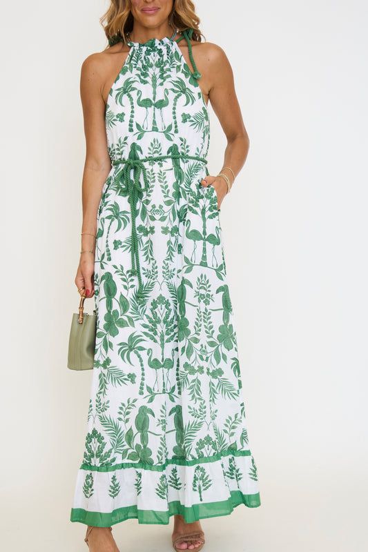 Kimana Floral Kay Halter Neck Maxi Dress