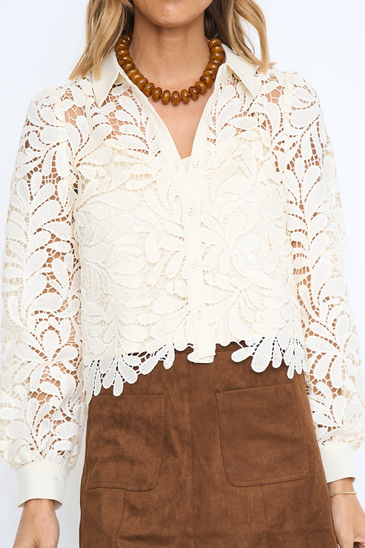 Diora Contrast Detail Lace Shirt
