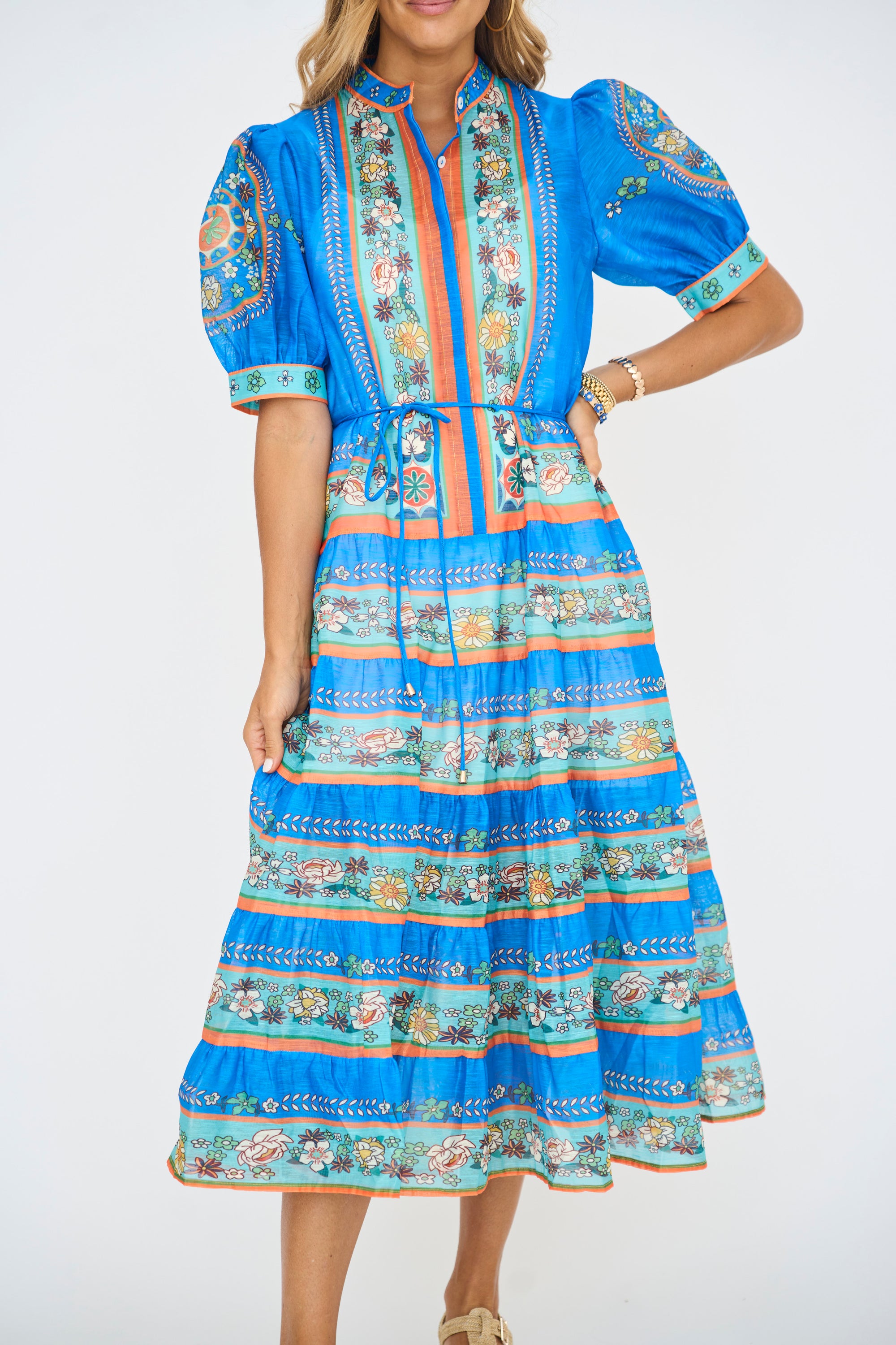 Cecilia Blue Printed Midi Dress