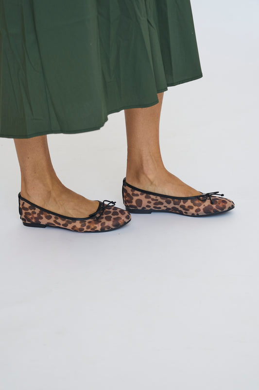 Mesh Leopard Printed Ballet Flats