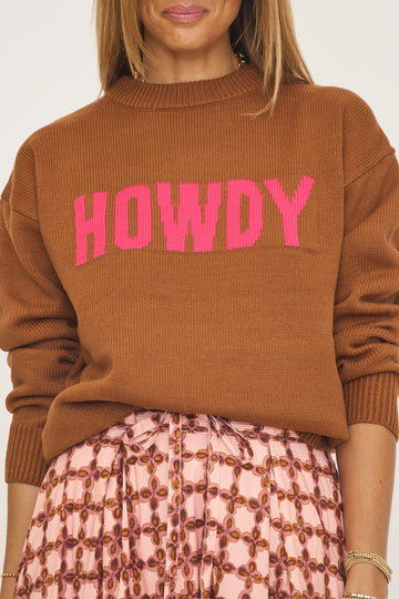 Howdy Crewneck Statement Sweater