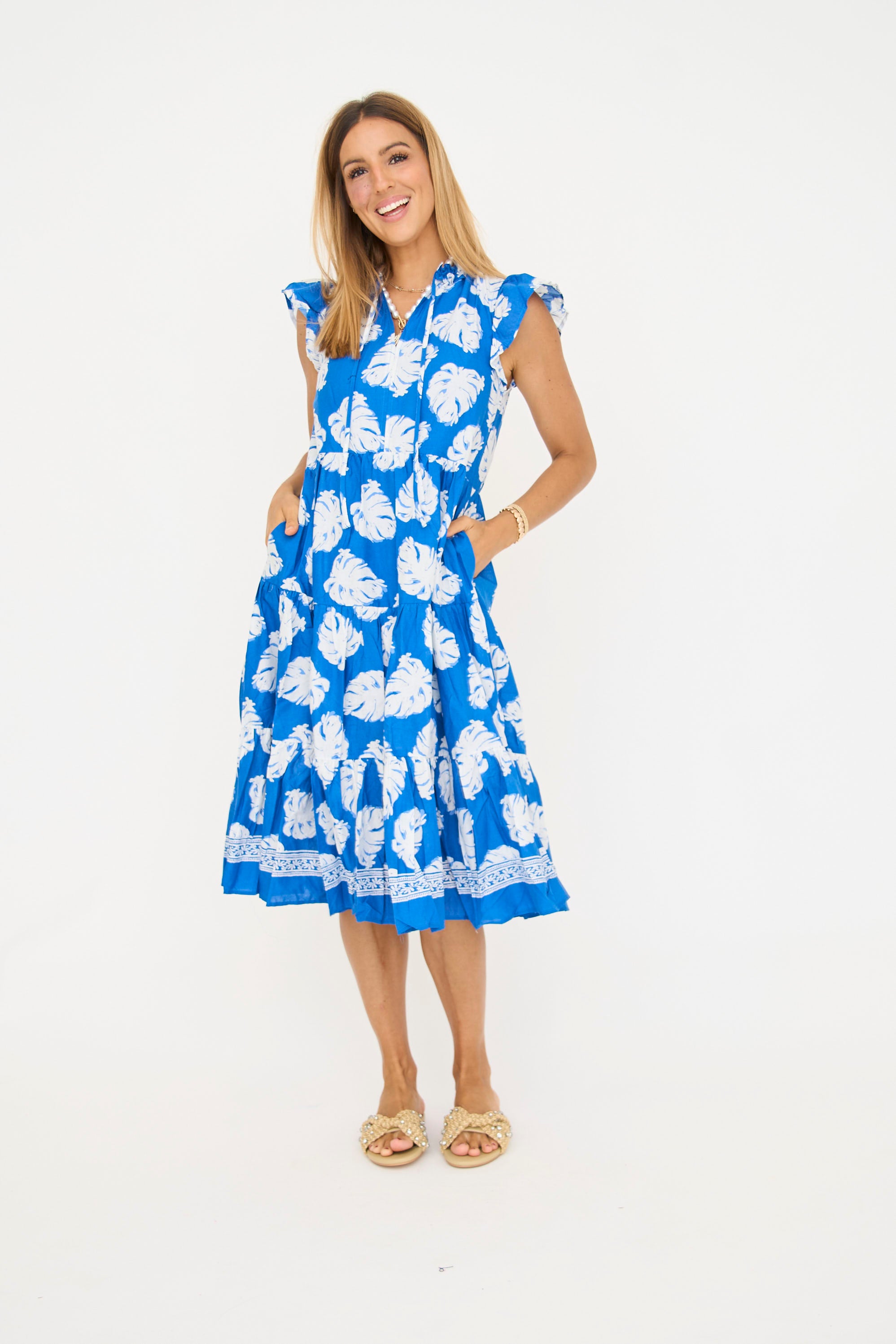 Griffin Palm Print Midi Dress