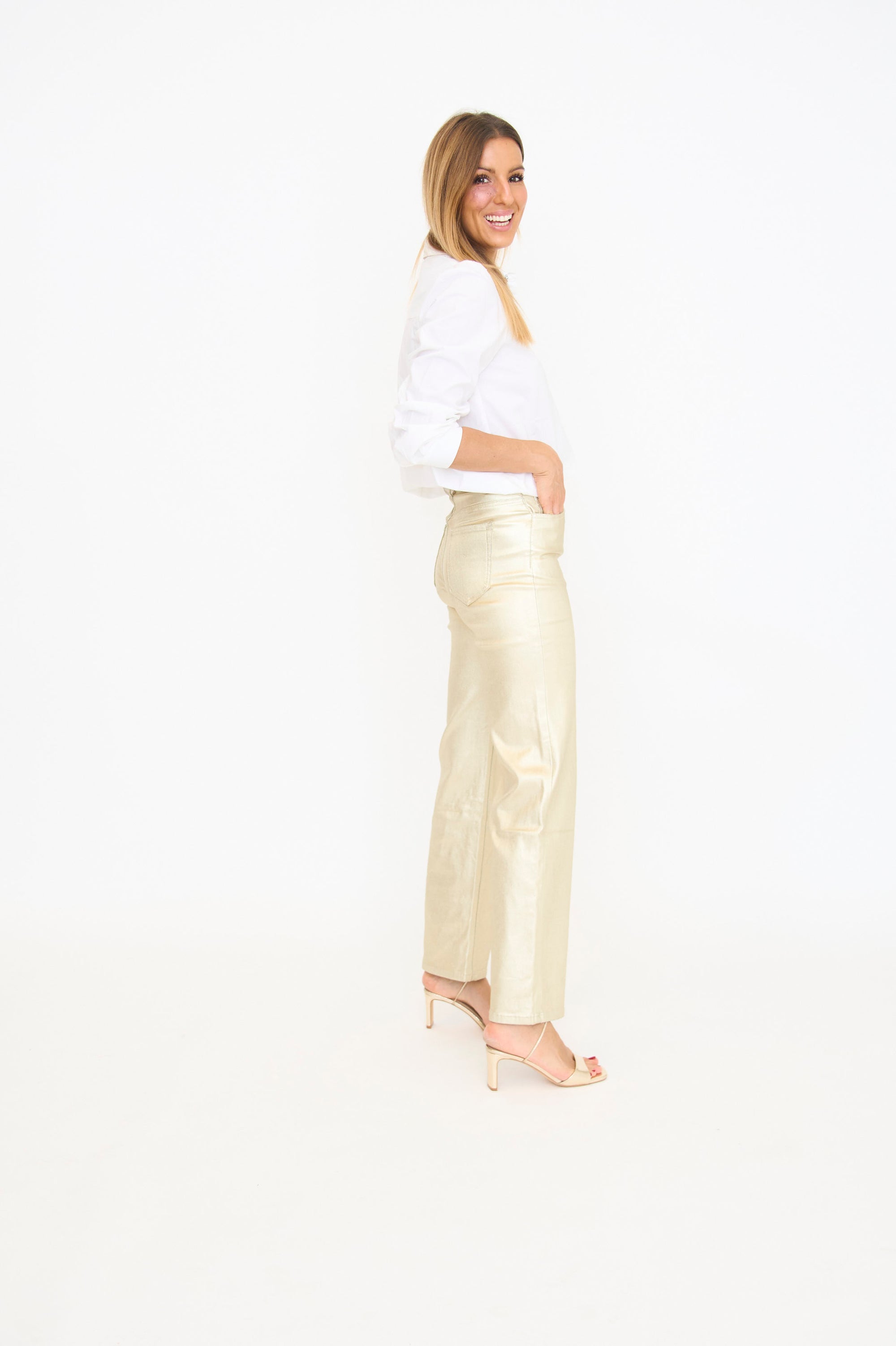 Metallic Coated Pants