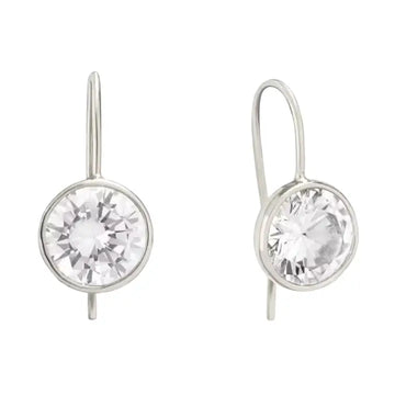 Silver Bezel Drop Earrings