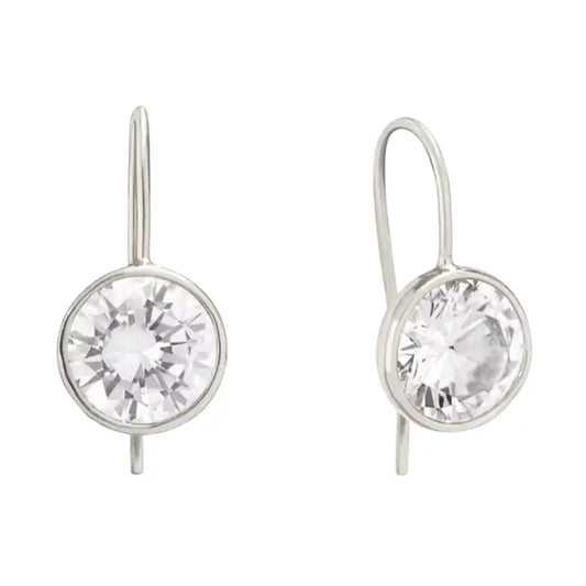 Silver Bezel Drop Earrings