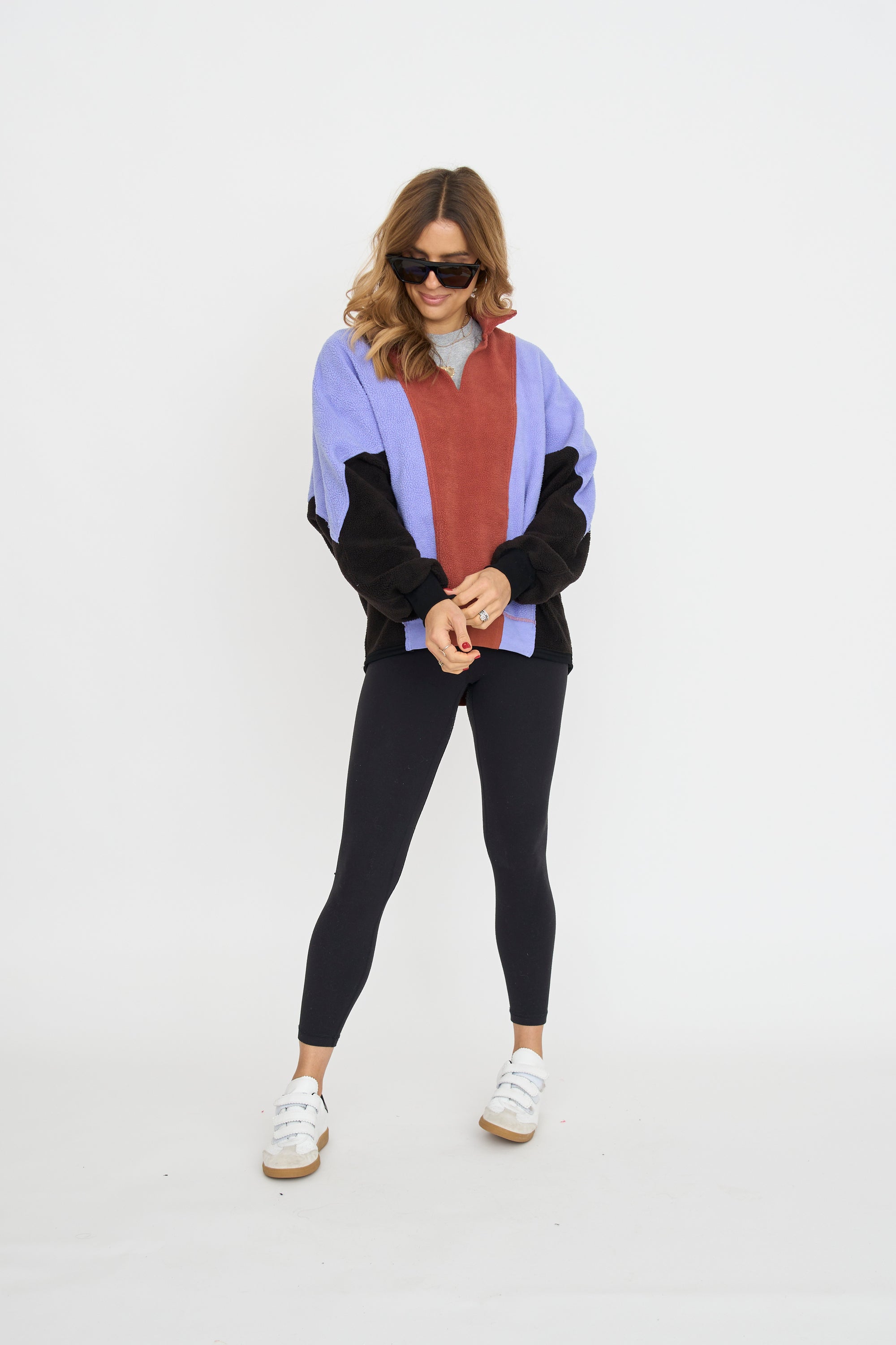 Color Block Paneled Fleeve Pullover