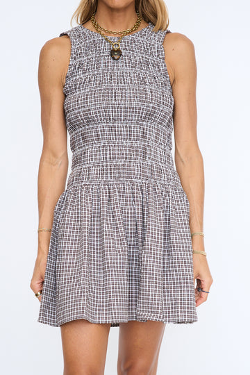 Charlotte Check Smocked Mini Dress