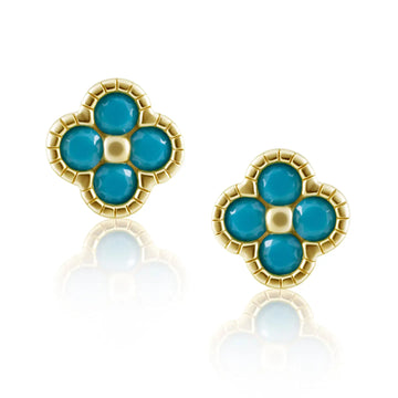 Gracie Cz Clover Stud Turquoise