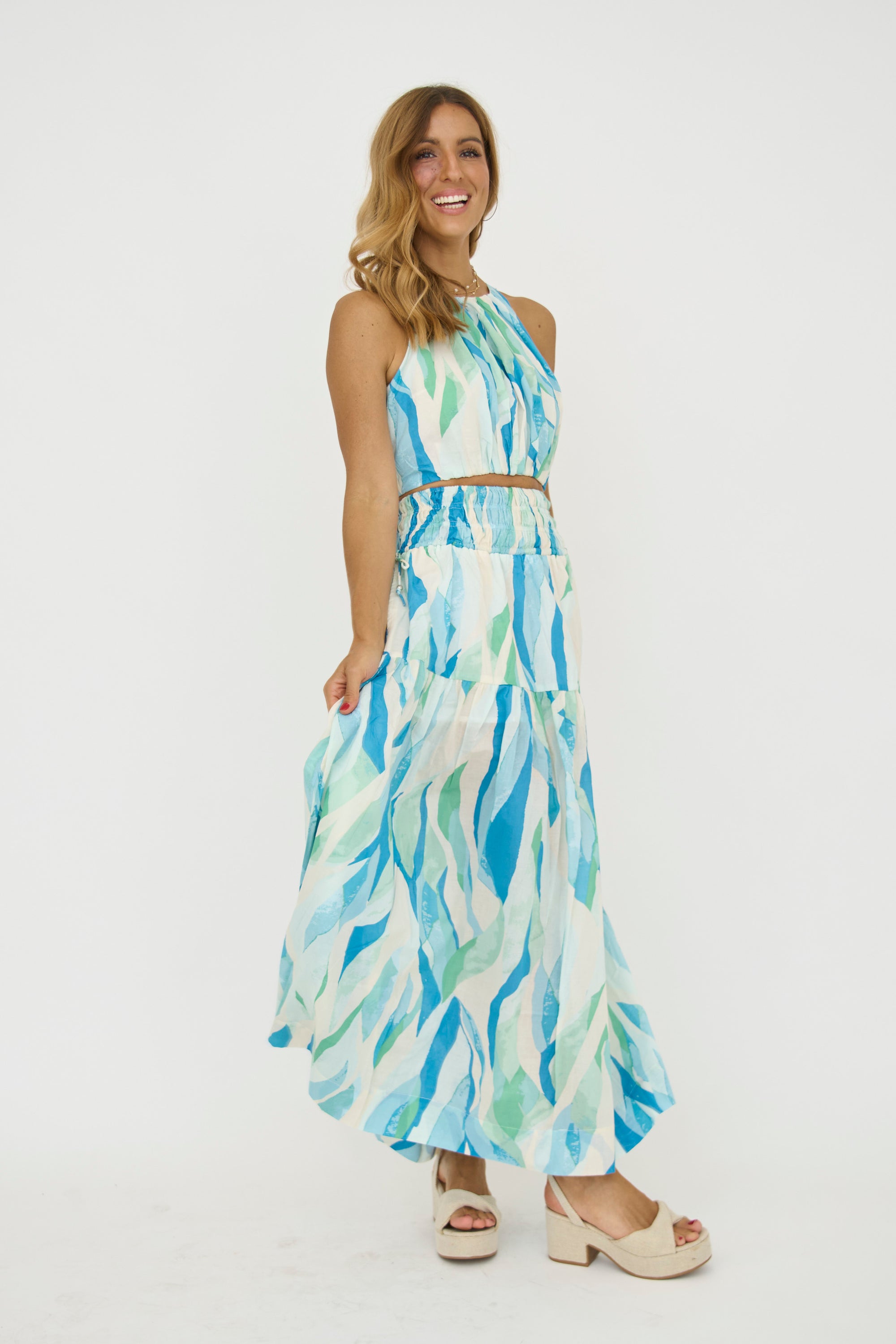 Amalfi Azure Halter/Skirt Set