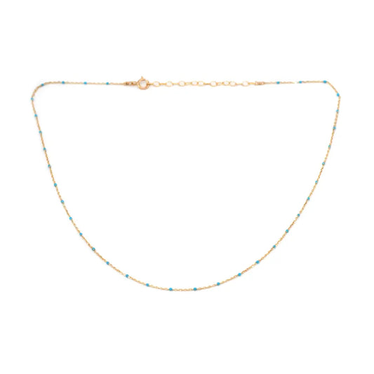 Turquoise Enamel Beaded Necklace