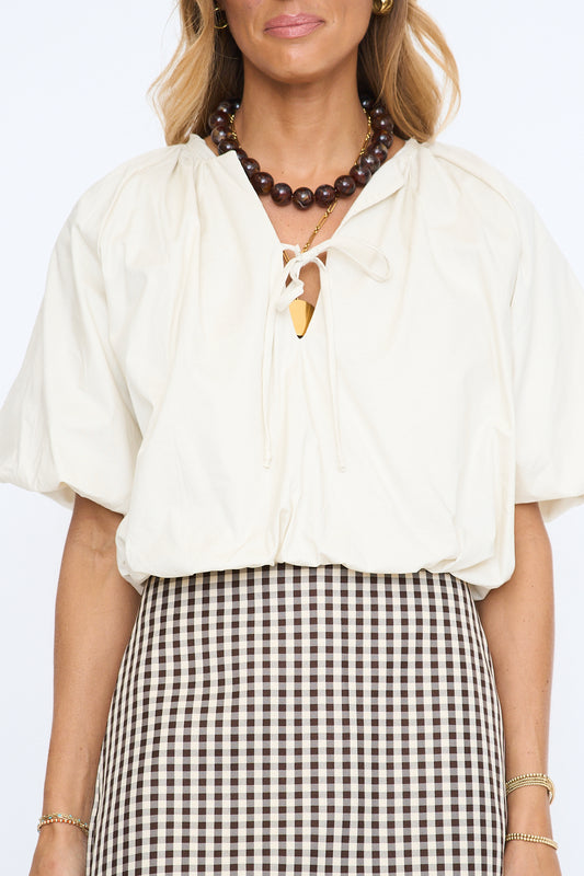 Savannah Poplin Bubble Sleeve Top