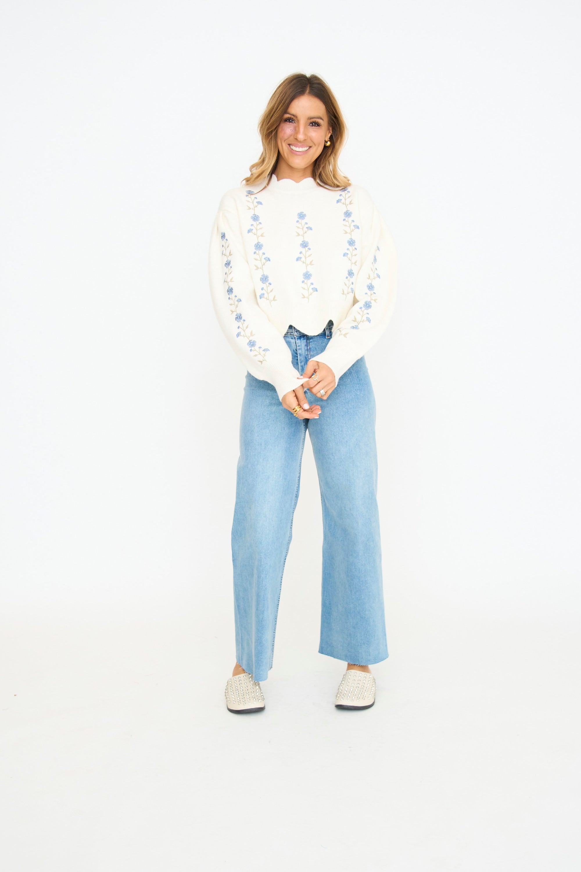 Duffy Embroidered Floral Sweater