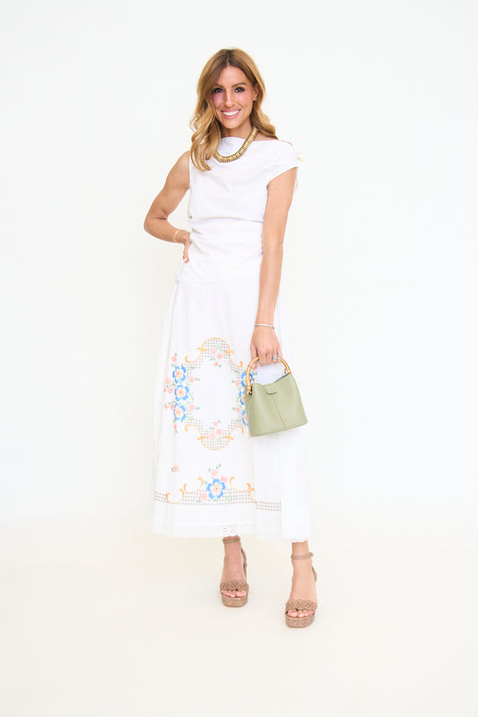 Heirloom Garden Embroidered Midi Skirt