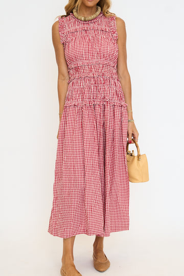 Smocked Gingham Maxi Dress