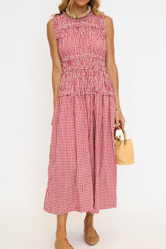 Smocked Gingham Maxi Dress
