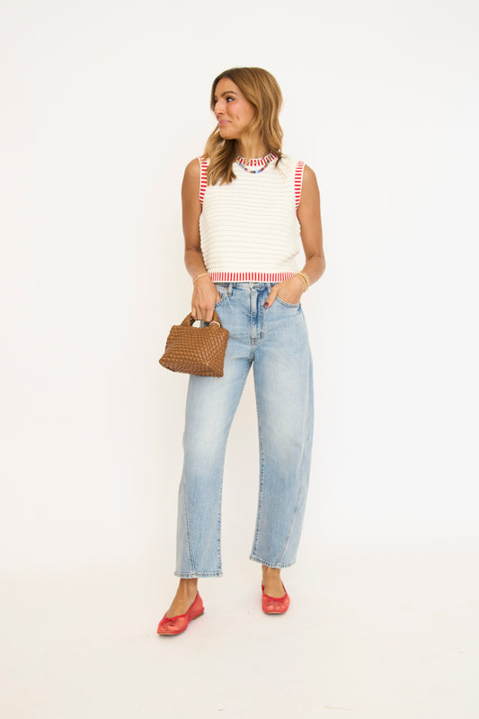 Ribbed Border Sweater Tank