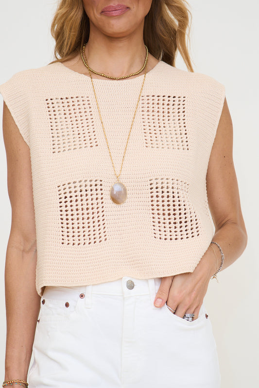 Round Neck Crochet Crop Top