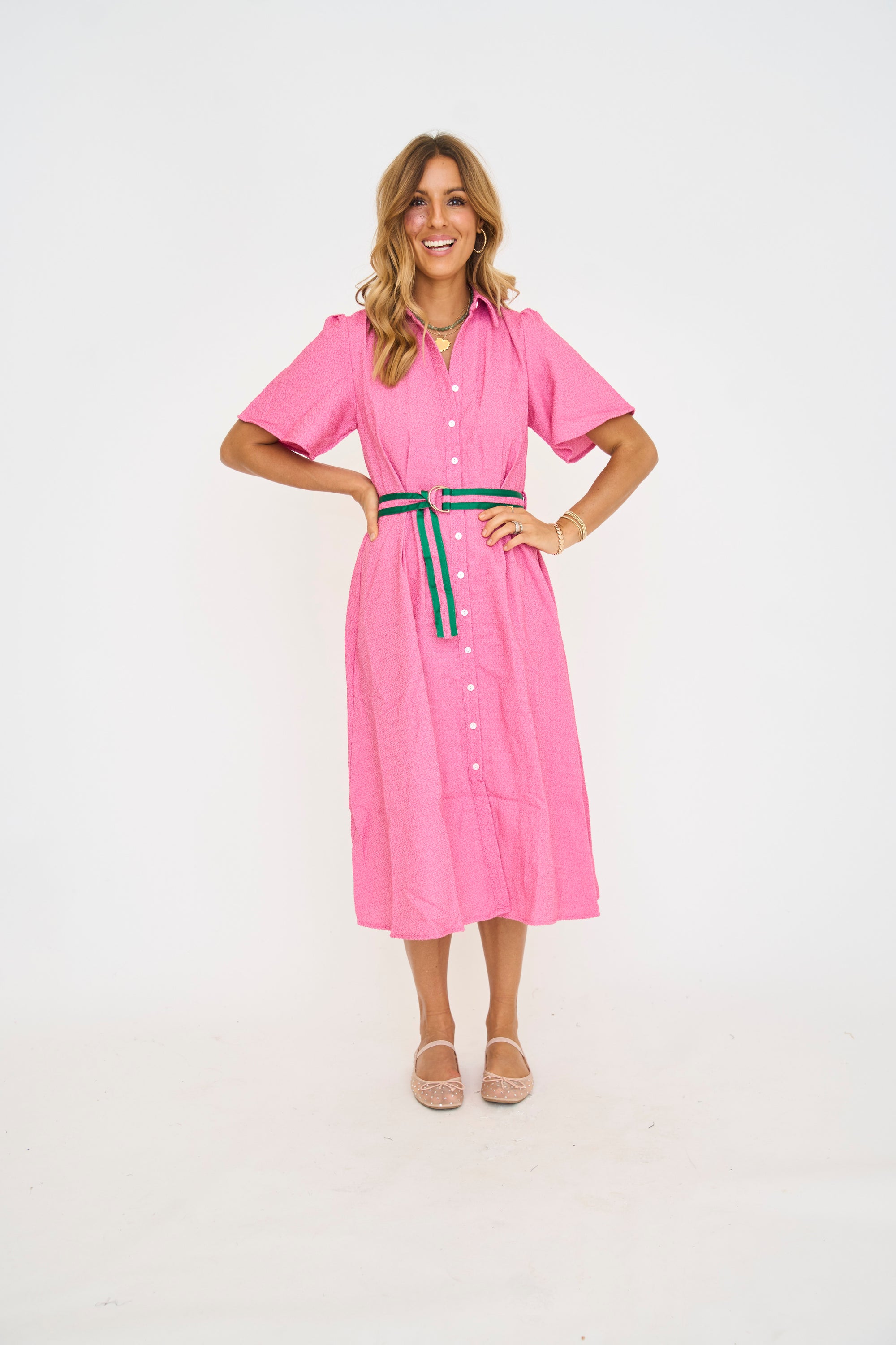 Penny Pink Collared Tweed Dress