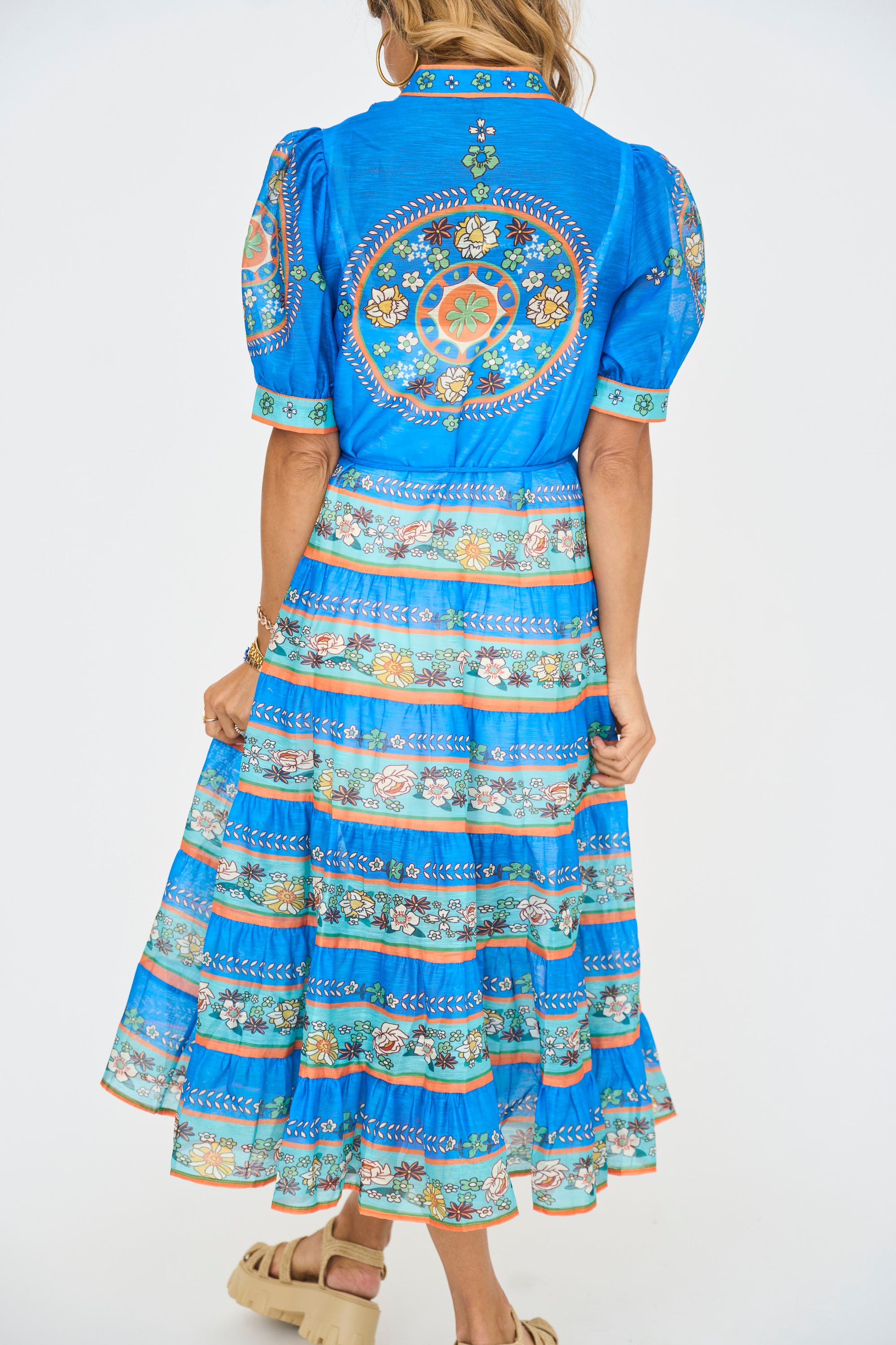 Cecilia Blue Printed Midi Dress