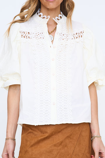 Trim Detail Button Down Blouse