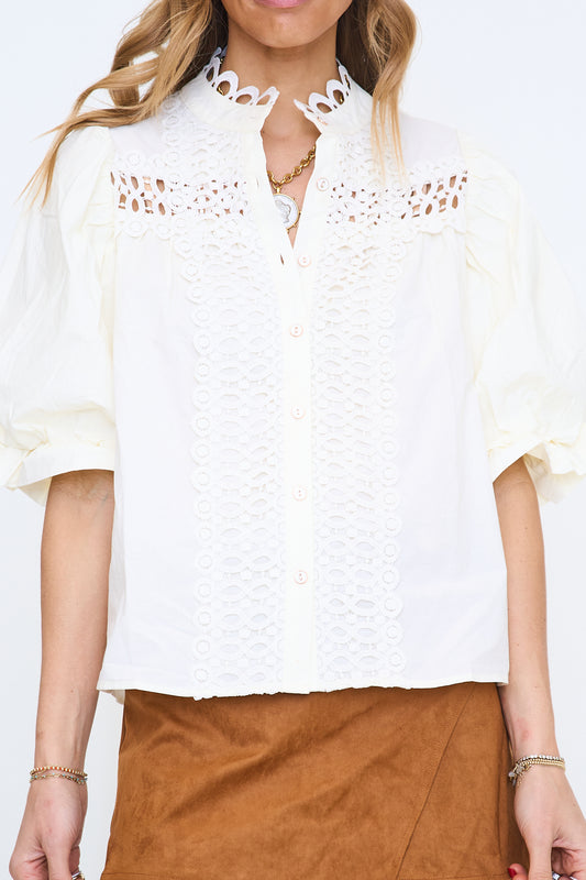Trim Detail Button Down Blouse