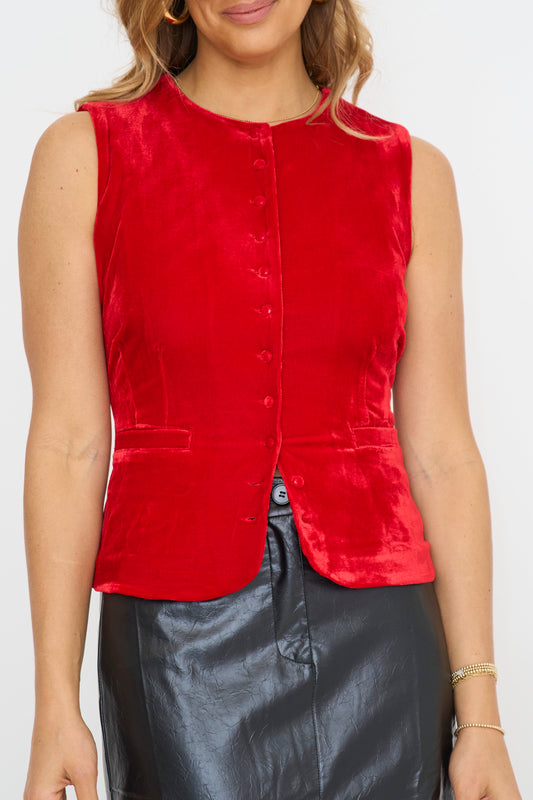 Red Velvet Vest Top