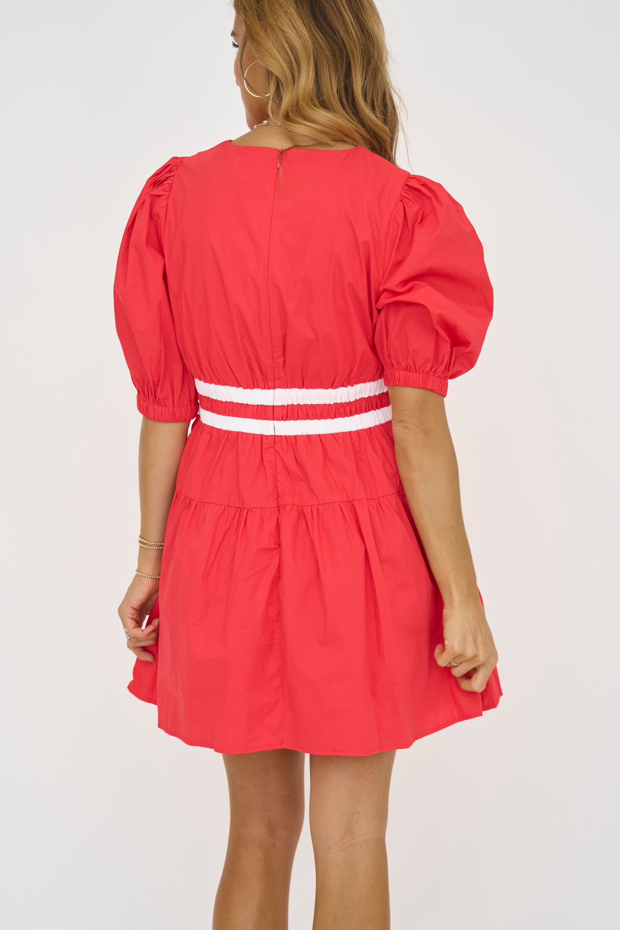 Red/White Colorblock Mini Dress