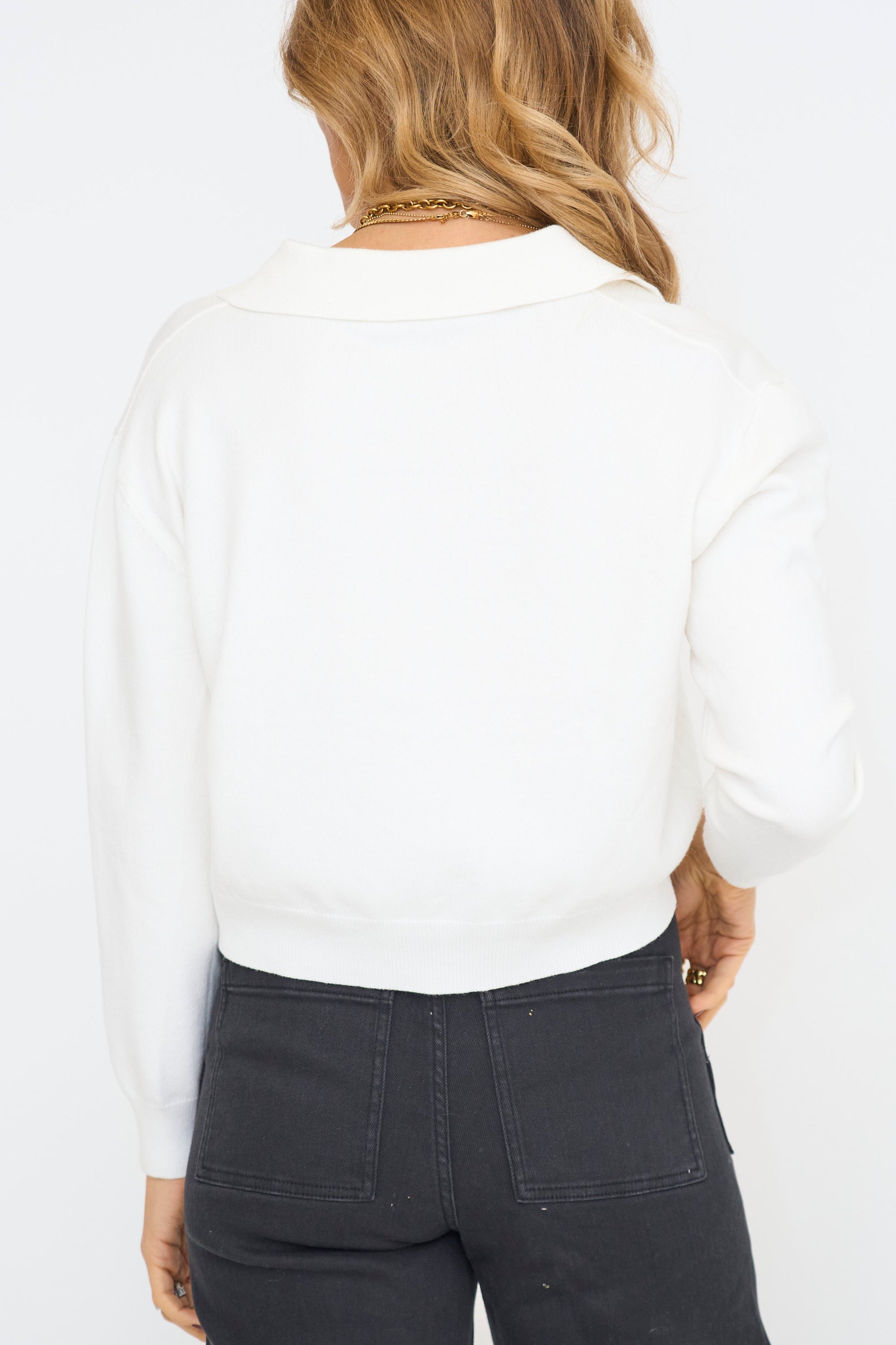 Ivory Novelty Vneck Sweater