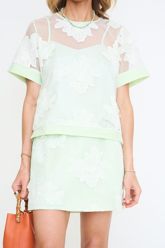 Floral Mesh Texture Embroidery Set