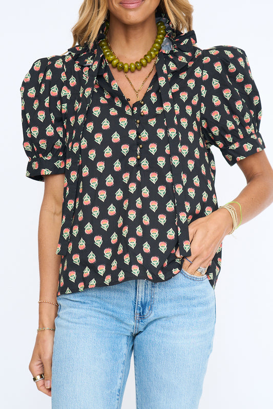 Lillian Block Print Blouse