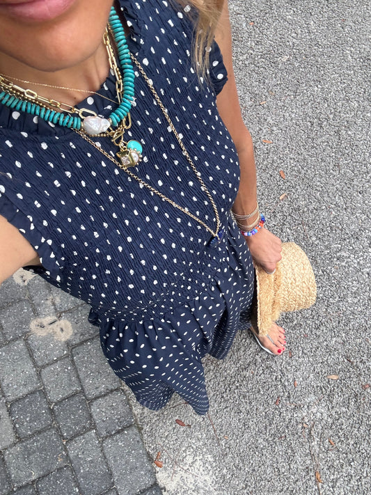 Textured Pearl Turquoise Necklace