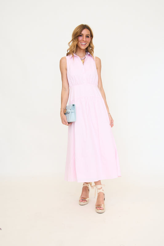 Curved Yoke Midi Shirt Dress