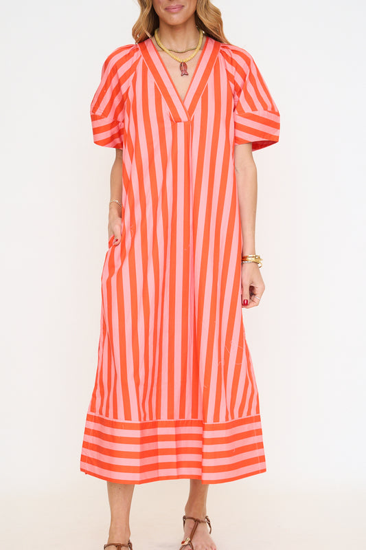 Cabana Stripe V-Neck Maxi Dress